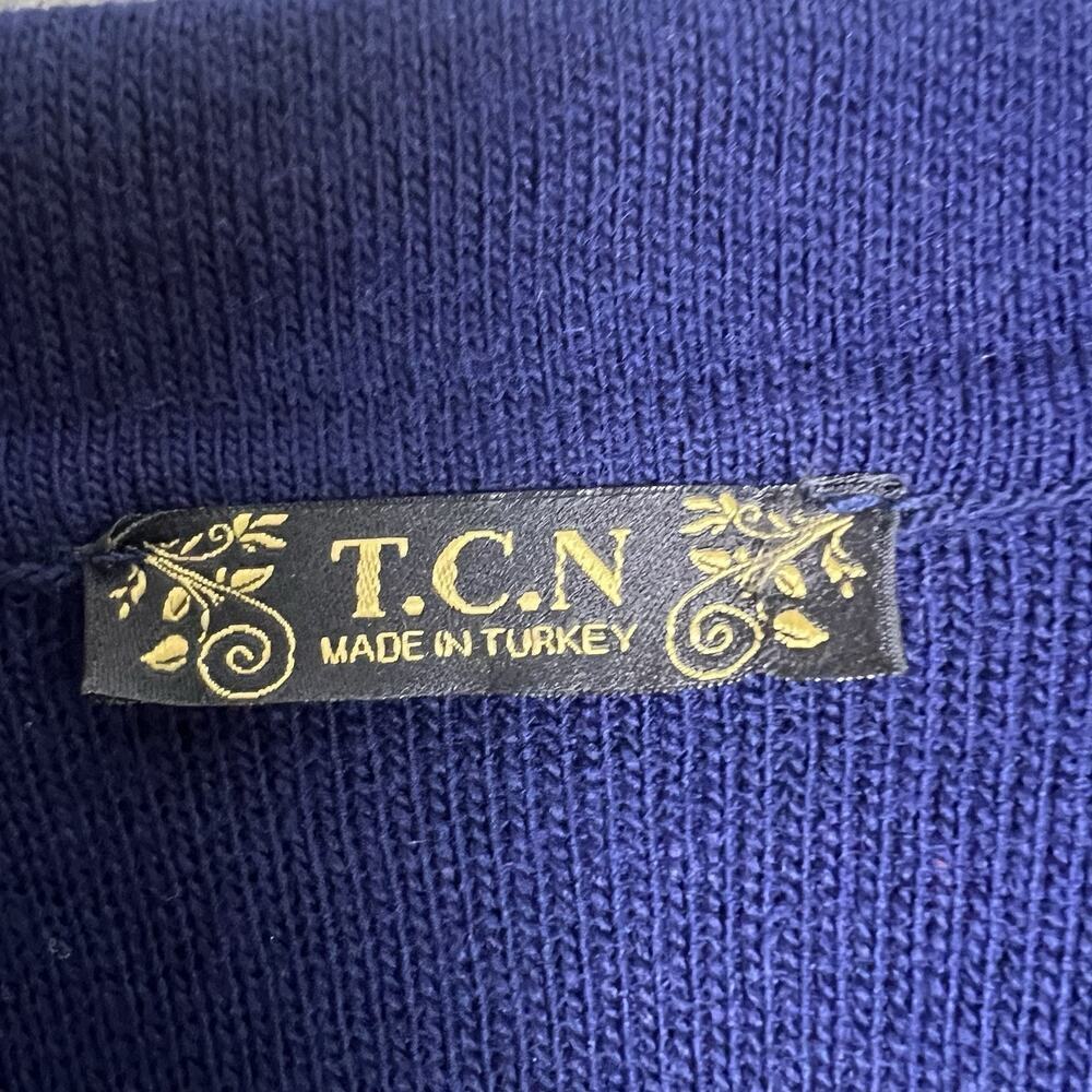 T.C.N Women's Wool Blend Button Up Blazer Sz L Navy Blue Preppy Academia Classy - Picture 6 of 9
